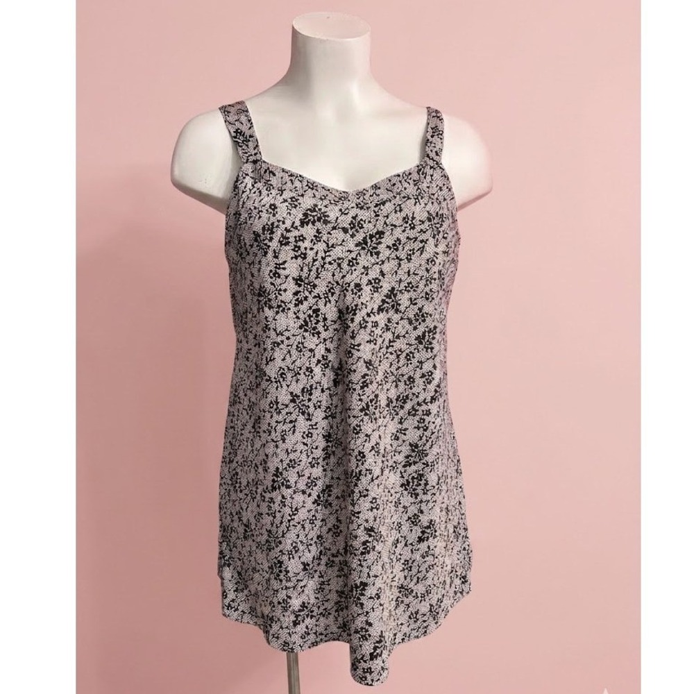 Sleep Dress Pink Black‎ Floral Lace Print Nightgown Plus Size XLarge
